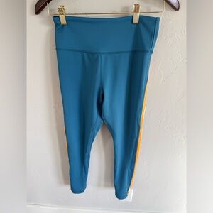 Teal Leggings with Yellow Stripe